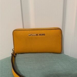 Michael Kors Mustard Wristlet with card holder